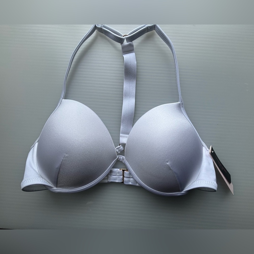 Victoria Secret 34C Fabulous 
Bikini Top Shine Strap Push Up Racerback Logo